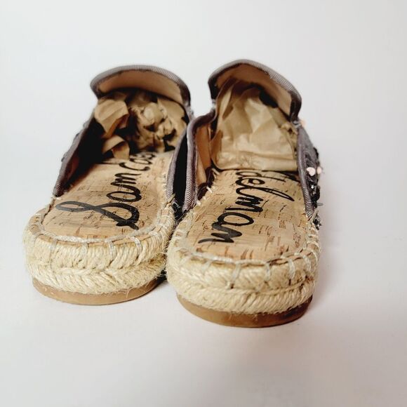 Sam Edelman Kerry Silver Sequin Mixed Media Slip On Espadrilles Mules Size 7 - Picture 7 of 10